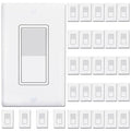 ThunderWay 3 Way Decorator Light Switch with Wall Plates, 15A 120/277V Decora Three Way Electrical Wall Paddle Rocker Switches Replacement, Residential Grade, UL Listed, Glossy White(30 Pack)