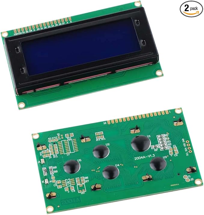 DIYmalls 2004 LCD Display Module DC 5V 20x4 White Character Blue Backlight 2004A 16 Pin Parallel Interface AIP31066 Controller for Arduino ESP32 Development Board (Pack of 2), no IIC
