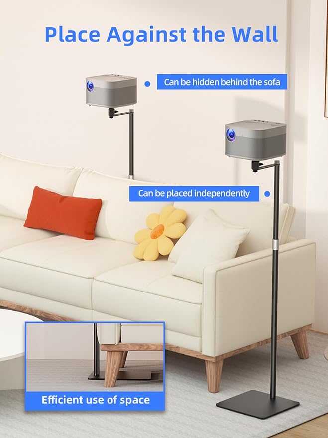 suptek Projector Stand Against Wall Hidden Stand, 360°Swivel, Height Adjustable, Universal Projector Mount Bracket, Compatible with Home Office Video Vlog DVR Camera, Upgraded Large Ball Head, PR007FP