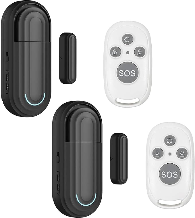 SanJie Door Alarm for Kids Safety with Remote,Wireless Door Chimes When Door Opens for Home/Dementia Patients/Pool,0-120 dB Volume Ajustable 4 Working Modes(2 Remote & 2 Sensor)