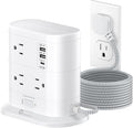 Overtop Tower Power Strip with Surge Protection, Nightlight Flat Plug Power Strip with 7 AC Outlets 3 USB Ports, 1625W/13A 1600J, 6.5Ft Extension Cord with Multiple Outlets, Office Supplies, Dorm