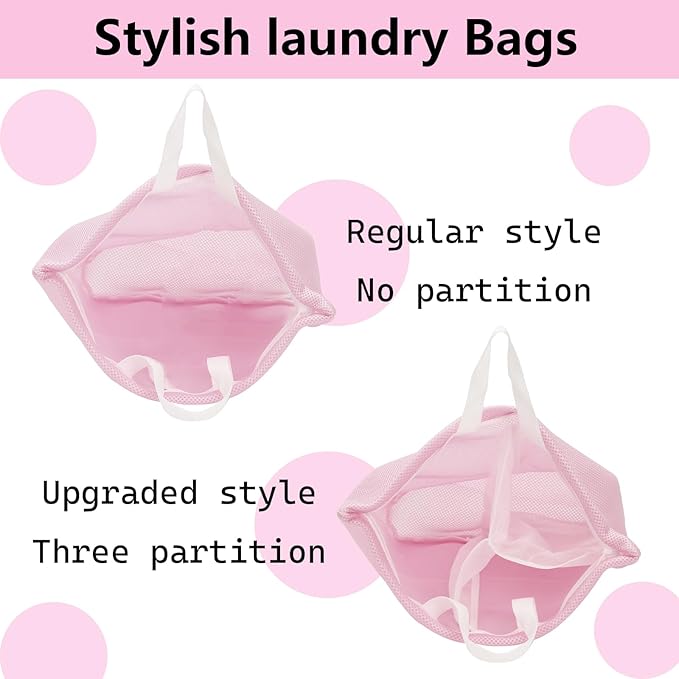 Guozcaray 2 Pcs Special Zoning laundry bag for delicates with handles mesh laundry bags washing machine laundry totes travel storage and sorting bag(Blue2)