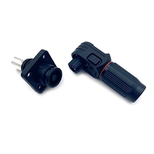 350A Battery Energy Storage Connector, 120mm² High Current Connectors IP67 Waterproof Crimping Wiring Power Adapter Quick Plug Terminal Right Angle Plug and Socket (1500V Black+Orange)