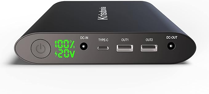 Krisdonia 50000mAh Laptop Power Bank 5/9/12/16/19/20V Portable Laptop Battery Charger with QC3.0 USB-A Port & 12V Type-C Port for Laptop, Tablet, Smartphone and More Devices