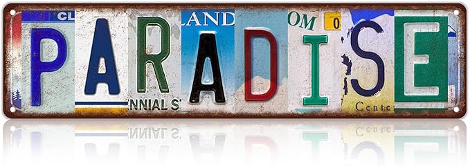 Vintage Paradise Wall Decor Street Signs Home Bar Coffee Metal Tin Signs 16 x 4 Inches