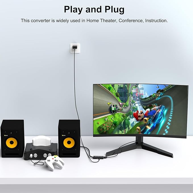 Arector RCA/S-Video to HDMI Converter, S Video+ AV to HDMI Converter with (RCA and Svideo Integrated), Compatible for PAL/NTSC/TV/PC/PS1/PS2/ STB/Xbox/VHS/VCR/DVD