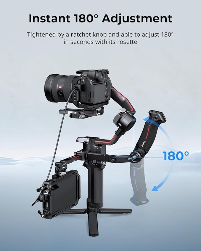 SmallRig Sling Handle Gimbal Handgrip for DJI RS 2 / RSC 2 / RS 3 / RS 3 Pro/RS 3 Mini/RS 4 / RS 4 Pro/RS 4 Mini, Adjustable Gip for Low Angle Shots, w/QD Socket
