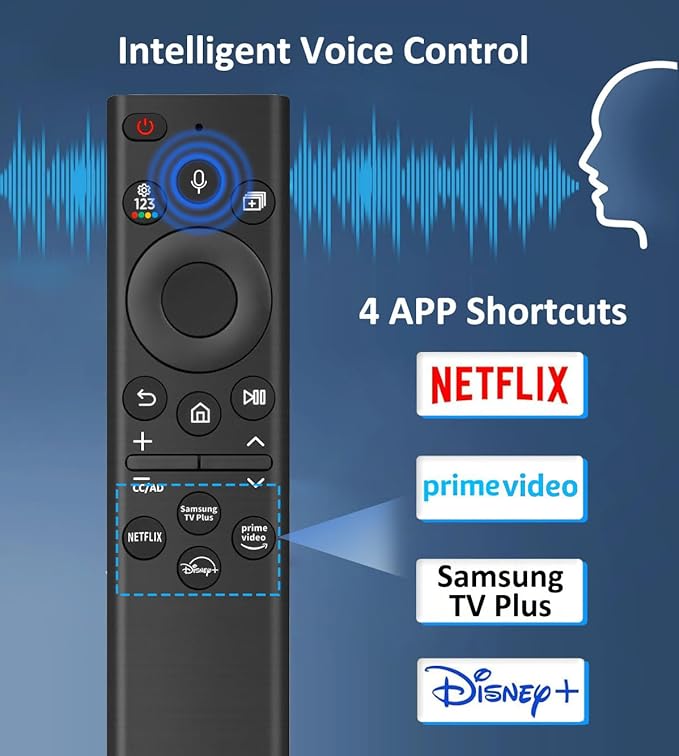 New Replacement Voice Remote Control for Samsung TV, Compatible for All Samsung TV Crystal UHD/Neo QLED/OLED/The Frame 4K 8K TVs