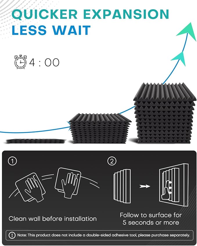 18 Pack Sound Proof Foam Panels for Walls, 2 X 12 X 12 Inches Acoustic Foam Panels, High Density Acoustic Panels Sound Absorbing, Noise Cancelling Studio Wedges, Black + Grey (NOT INCLUDE ADHESIVE)