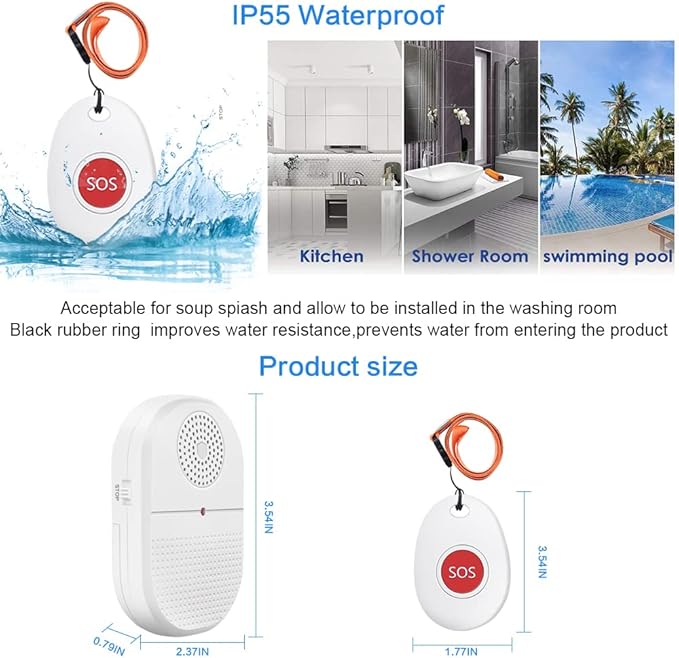 ChunHee Wireless Caregiver Pager Call Button Nurse Alert System Call Bell for Home/Elderly/Patient Emergency Vibration Pager 2 Transmitter+1 Receiver(800+Feet Operating Range)