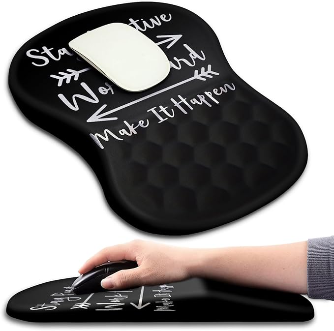 KUOSGM Mouse Pad Wrist Support, Ergonomic Mouse Pad with Massage Dot, Comfortable Computer Mouse Pad for Laptop, Wrist Rest Pain Relief Mousepad with Non-Slip PU Base for Office & Home, 12 x 8 in