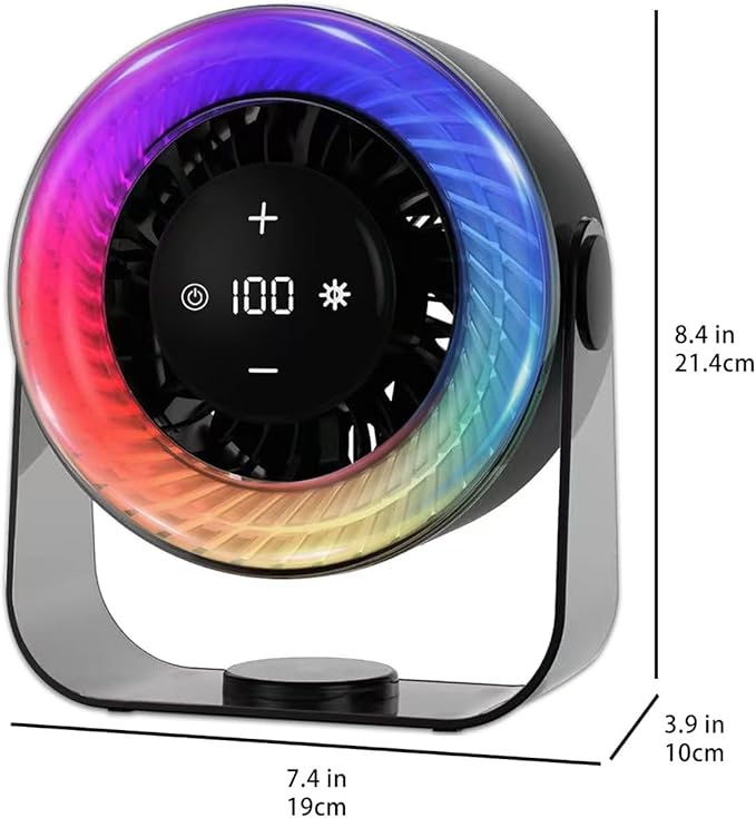 KKANDPP Desk Fans for Bedroom,Quiet Wall-Mounted Desk Fan with Remote,Portable Colored LED Light 100 Speed Digital Display USB Rechargeable Fan for Home Office Bedroom Camping Traveling(Grey)
