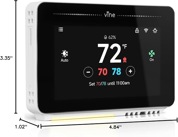 Vine Smart Thermostat for House with Nightlight, 4.3 Inches WiFi Thermostats for Home Compatible with Alexa and Google Assistant, 7day x 8period Programmable, C-Wire Required