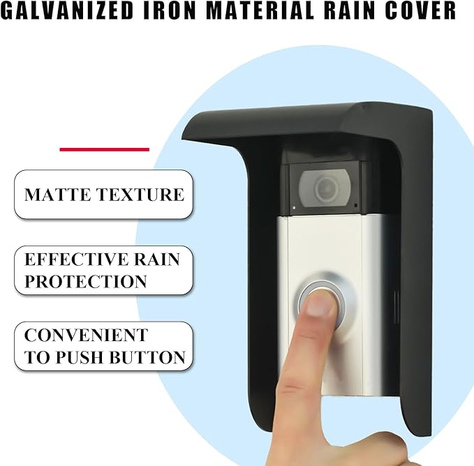 Doorbell Rain Cover,Black Metal Ring Doorbell Protector,Small Video Doorbell Shield,Outdoor Access Control Keypad Cover for Most Camera Doorbells