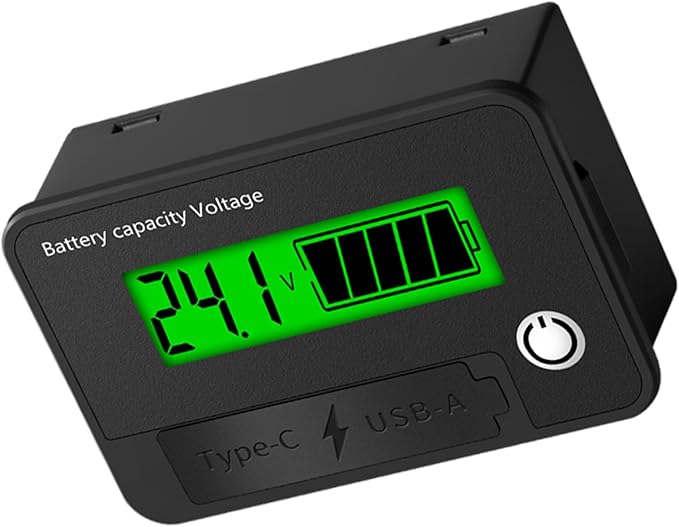 MOAIYU DC8-30V Electricity Meter Digital LCD Display Car Battery Charging Levels Indicators Leads Acid Lithium Voltmeter