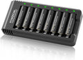 POWEROWL Gold-top Rechargeable AA Batteries PRO w/ 8 Bay Charger, High Capacity 2800mAh, Premium NiMH Double A Battery -8 Count