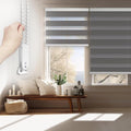 FOIRESOFT Standard Custom Blackout Zebra Roller Blinds [Bonita, Dark Grey, W 10-109 x H 10-105 inch] Dual Layer Privacy Shade, Room Darkening, Select 1x1 for Custom