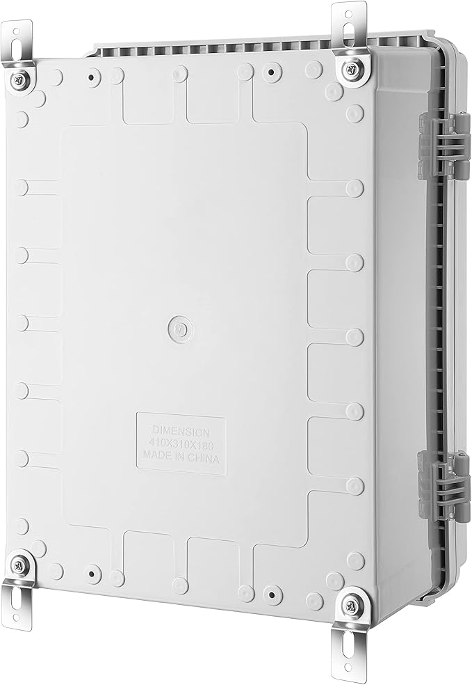 Gratury Junction Box, IP67 Waterproof Plastic Enclosure for Electrical Project, Hinged Grey Cover, Includes Mounting Plate and Wall Bracket (Grey Cover, 16.1"x12.2"x7.1")
