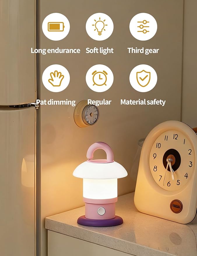 Sgohevn LED Night Light for Bedroom - Tap Control Table Lamp with 3 Brightness Levels, USB Rechargeable & Battery Powered Bedside Lamp for Kids and Nursery Christmas Gifts for Birthday