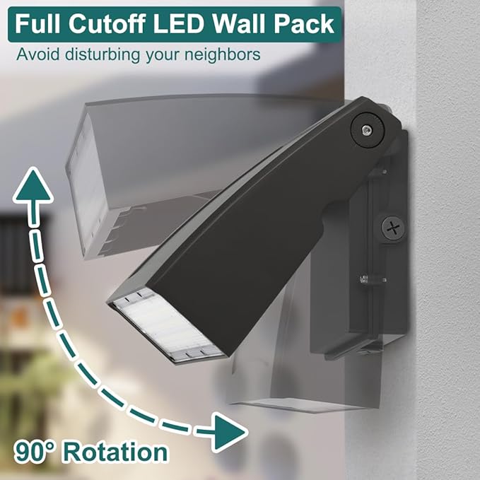 kadision 60W LED Wall Pack Light with Dusk-to-Dawn Photocell, 0-90° Adjustable Full Cutoff Outdoor Wall Light for House Yard Garage, 7800lm 5000K Daylight 100-277V ETL Listed