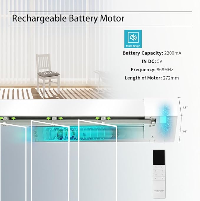 Blindify Motorized Sheer Vertical Blinds, Light Filtering Smart Rechargeable Vertical Window Blinds for Sliding Glass Door Customize(Misty Gray)