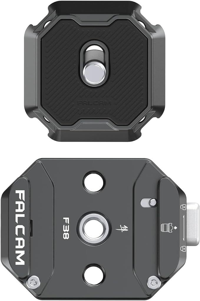 FALCAM F38 Quick Release Kit V2, Quick Release System, Base and Plate with 1/4" and 3/8" Screw Thread for Tripod, Monopod, Stabilizer, Slider - F38B3404