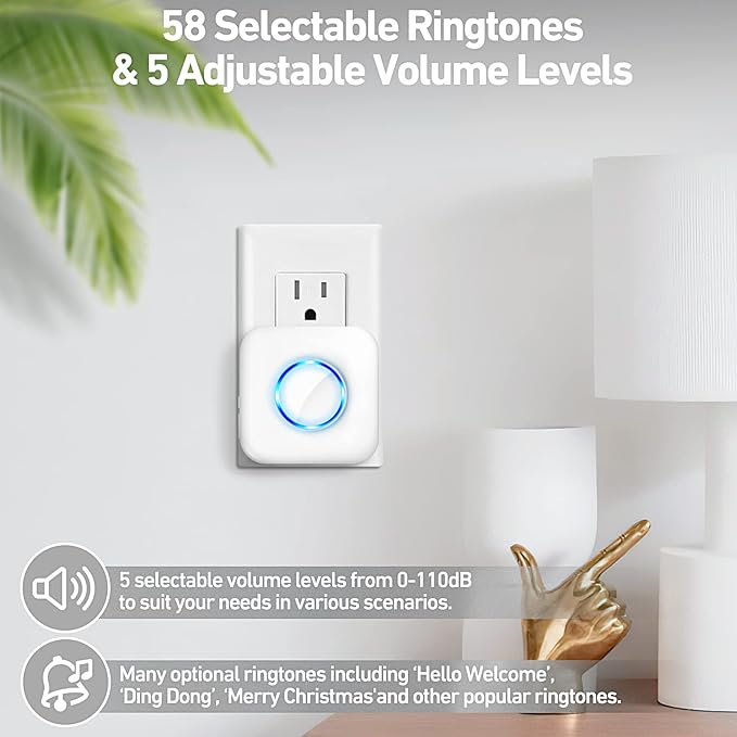 Door Chime, Satisure Door Sensor Chime When Door Opens, Door Entry Alarm for Business/Home/Office/Store with 600 FT Range 58 Chimes 5 Volume Levels LED Indicator (1 Receivers & 4 Sensors)