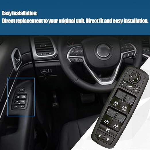 Master Power Window Control Switch Front Driver Side Fits for 2014-2018 Jeep Grand Cherokee Replaces 68184803AA 68184803AB 68184803AC