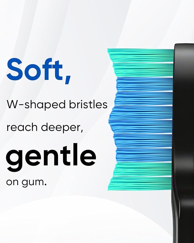 MySmile UC605 Electric Toothbrush for Adults, Rechargeable Sonic Electronic Toothbrush with 6 Brush Heads and Travel Case, 2 Mins 5 Modes Smart Timer, 48000VPM (Black)
