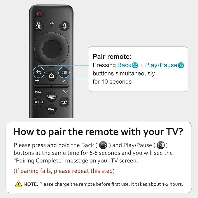 Voice Remote Replacement Control Compatible with Samsung Smart TV for 2019-2025 Crystal UHD QLED Frame NEO Models (BN59-1432A)