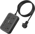 Flat Plug Extension Cord 10 Ft, NTONPOWER 6 Widely Spaced Outlet(2 Side) Power Strip with 4 USB Ports, Overload Protection, Wall Mount Charging Station for Home Office, Nightstand and dorm room, Black