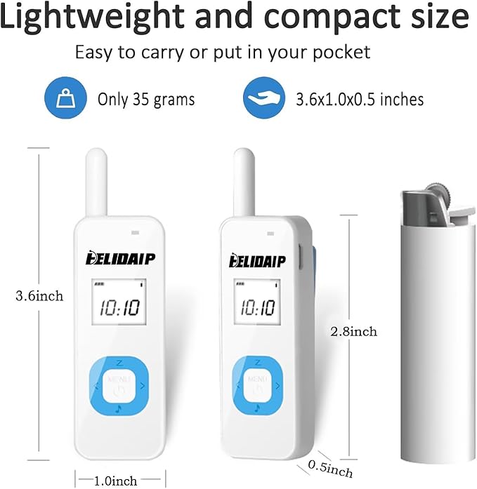 ELIDAIP T-M1 Super Mini Walkie Talkies with Earpieces for Adults, Portable Two Way Radios, Rechargeable Walkie Talkies for Skiing, Hiking, Outdoor Sport, Restaurants,Hospital,Supermarket,White 2 Pack