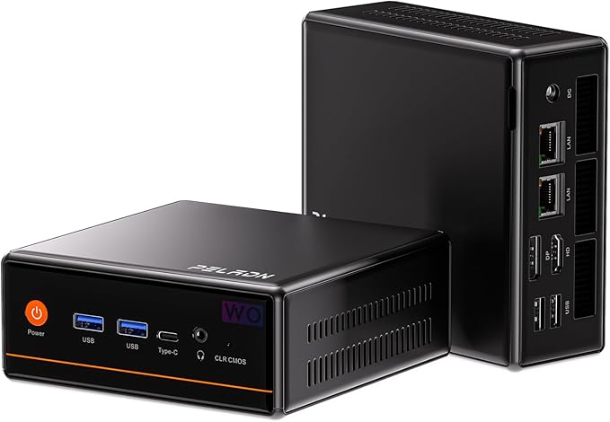 PELADN Ryzen Mini PC 5600H (Beats 5700U/7430U), 32GB Dual Channel RAM, 1TB PCIe3.0 SSD, 2.5“ SATA HDD, Mini Desktop Computer with Dual NIC LAN 2.5Gbe, WiFi6, BT5.2, Type-C