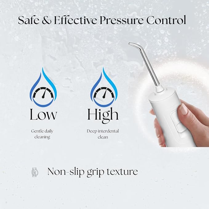 NOVAATOZ HydroAdvance Cordless Water Flosser for Teeth & Gums | Rechargeable Portable Oral Irrigator for Braces & Travel | Pulse Cleaning with 2 Flossing Tips | Waterproof Dental Care Device (White)