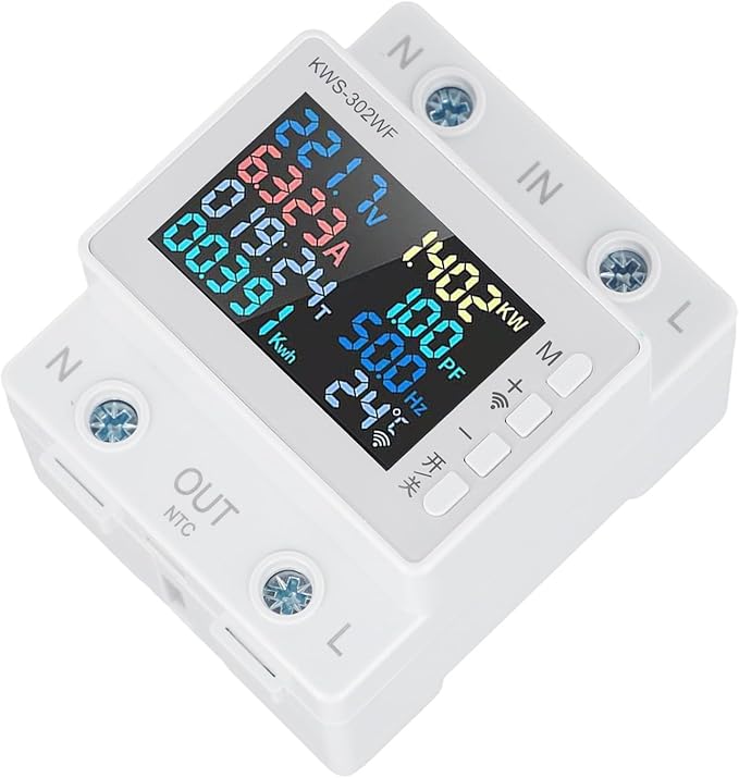 Noteflora LCD Digital Energy Meter With Voltage And Current Monitor, AC170-300V Power Voltmeter For Rail Mount, Compatible With KWS-302WF White(KWS-302WF)