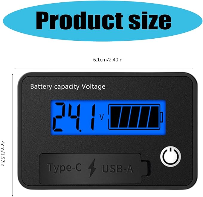 MOAIYU DC8-30V Electricity Meter Digital LCD Display Car Battery Charging Levels Indicators Leads Acid Lithium Voltmeter