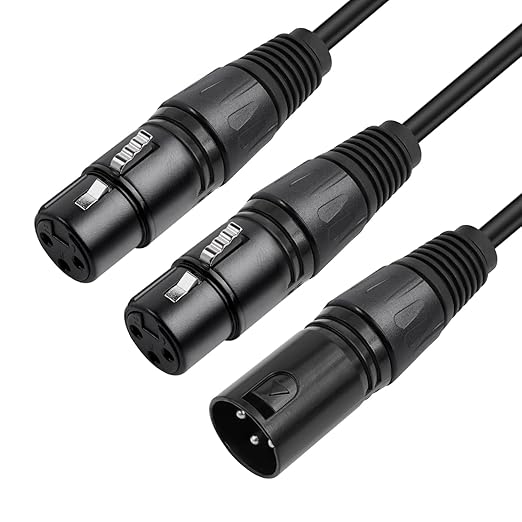 2 Pack XLR Splitter Cable,1 Maleto 2 Female, 5FT Stereo Mic to L&R Audio Y-Splitter Cable