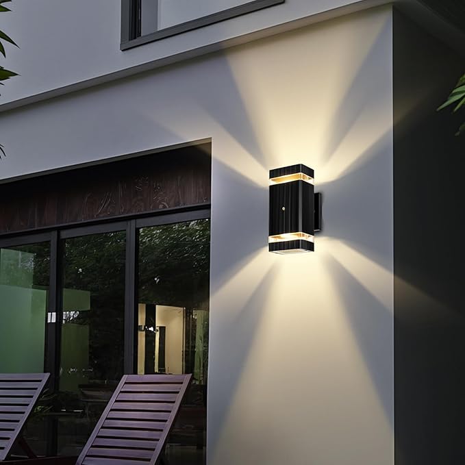 MZLITI Dusk to Dawn Outdoor Lighting 2Pack, 3000K Warm White Outdoor Wall Lights, Up and Down Porch Lights, Waterproof Outdoor Lights for House Hallway Garden Corridor