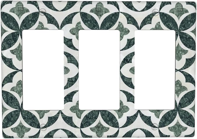 Bvtewkhz Green Luxury Modern Cubic Marble 3 Gang Triple Rocker Decorative Light Switch Covers Electrical Faceplate Switch Plates for Bathroom Kitchen Home