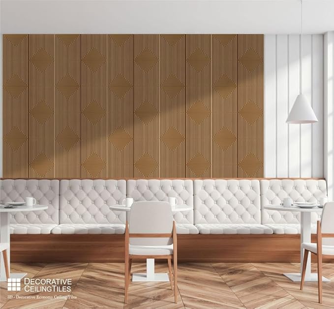 From Plain To Beautiful In Hours 9004 Depth Tier PVC 12 in x 12 in Peel and Stick Wall Panels (Covers / 10 sq.ft), Brown Candy, 10 Piece