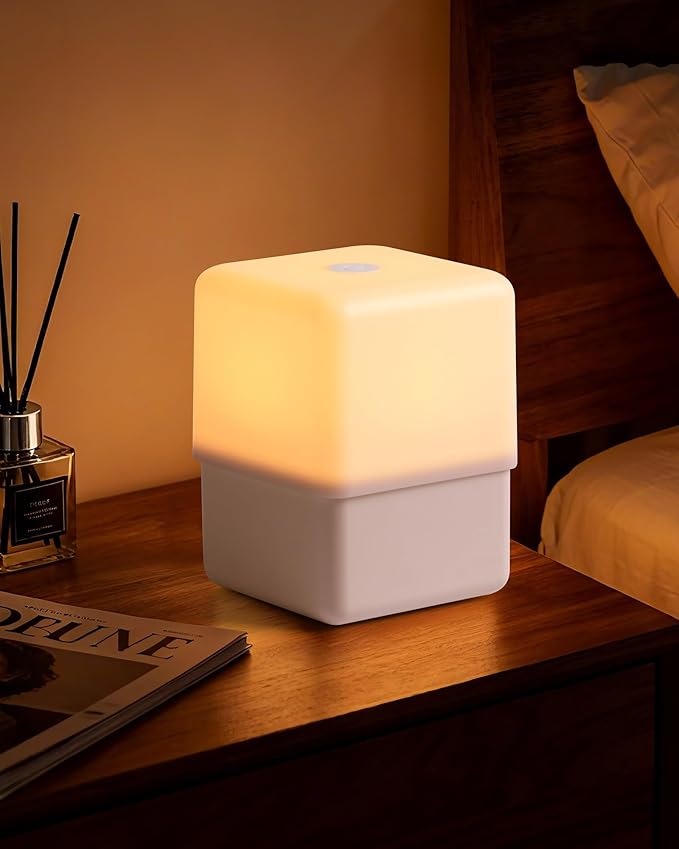 Soft Warm Night Light for Baby Nursery/Breastfeeding/Sleep Aid, Small Touch Lamps for Nightstand/Bedside, Fun Liftable/Rechargeable/Dimmable/2600K/Cordless, NightLight for Kids and Adults' Bedroom