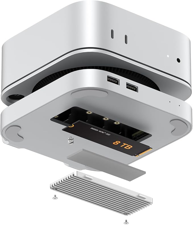 Akkyajaure 40Gbps USB4 Hub & Stand for Mac mini M4/M4 Pro, All-Aluminum Docking Station with 40Gbps M.2 SSD (NVMe PCle) Enclosure, 3*USB 2.0, 3.5mm Audio, USB4 Host | Mac mini M4 USB-4 Dock