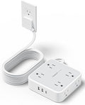 TESSAN Surge Protector Power Strip 15 Ft Cord, 8 Widely Spaced Outlets, 3 USB Charger(1 USB C Port), Ultra Thin Flat Plug Extension Cord 15 Feet, 900J Surge Protection for Home, Dorm Room Essentials