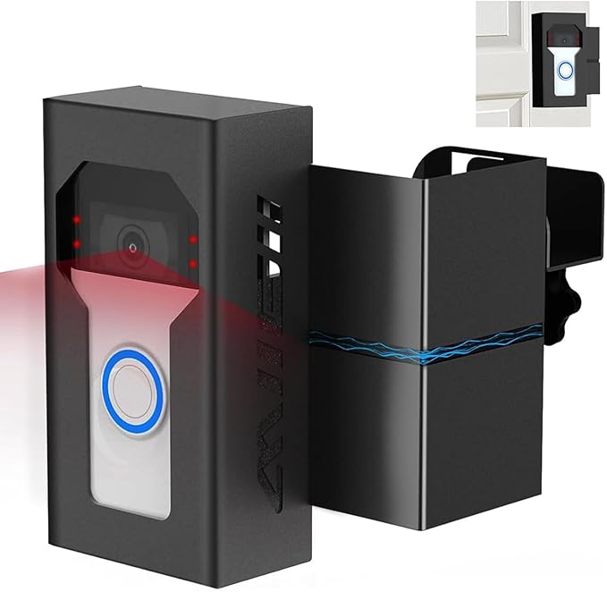 Anti Theft Ring Doorbell Mount, All Metal Ring Camera Door Mount Upgrade with Charging Port, No Drill Ring Doorbell Holder for Home Apartment Door, Compatible with Ring / Blink Video Doorbell