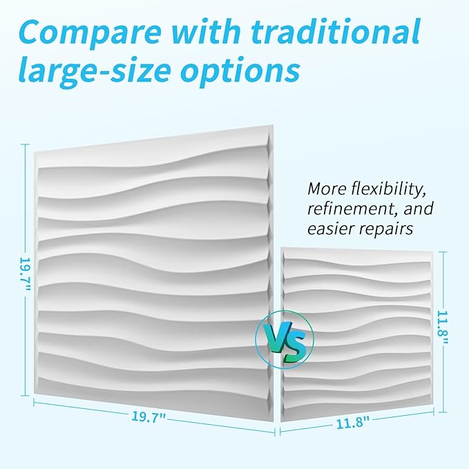 Art3d 100 Pack Decorative 3D Wall Panels, 97 Sq.Feet PVC Interior Wall Décor, 11.8"x11.8", White