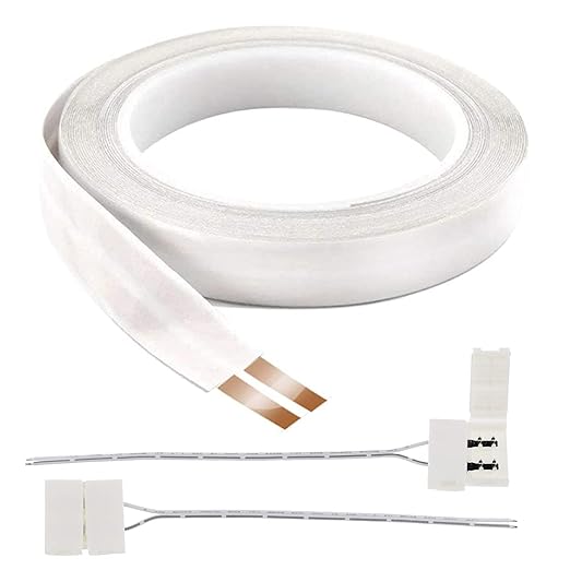 FRANKEVER 24 Guage Hidden Super Flat Audio Cable Suitable for Audio Wire LED Lighting Connection and Other Low Voltage Appliance Connection 12mm (Wire(50 ft)+2 ConnectorsD)