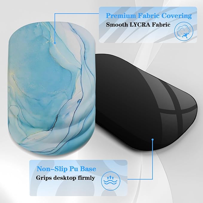 Mouse Pad Wrist Wrist Rest, Comfortable Memory Foam Wrist Rest, Non-Slip PU Base, Ergonomic Wrist Support and Arm Rests for Gaming, Office, Computer Use, Relieve Typing Pain (Blue Marble)