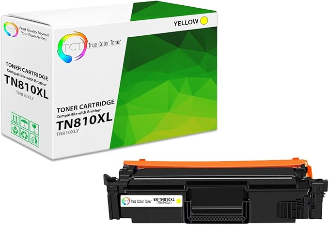 TCT TN810XL Yellow Toner Cartridge - Compatible Replacement for Brother TN-810XL Yellow High Yield Works with Brother HL‐L9410CDN L9430CDN EX470W MFC‐L9610CDN L9630CDN Printers (9,000 Pages)