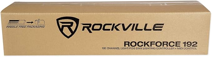 Rockville ROCKFORCE 192-Channel DMX Lighting Controller, Sound-Activated, Programmable Scenes, LED Display, for DJs and Live Events