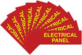 All Quality Basic Electrical Panel Sign - Fire Regulation Safety Compliance Sign - Red/Yellow - Large (10 Pack)